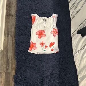 Princess Polly Floral Top White with Pink Flowers